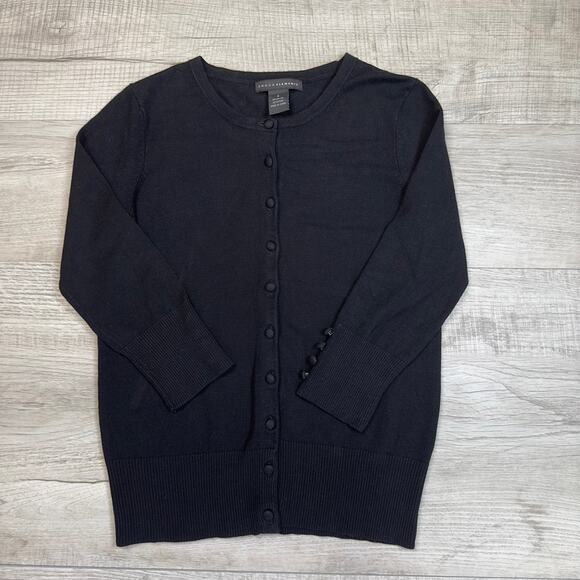 Grace Elements Black Tank & Sweater Lot WMNS Small 3/4 Sleeve Button Up Rayon - Picture 3 of 16